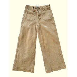 Everlane Womens Tan Wide Leg Crop Pants High Rise Patch Pocket Khaki Size 4